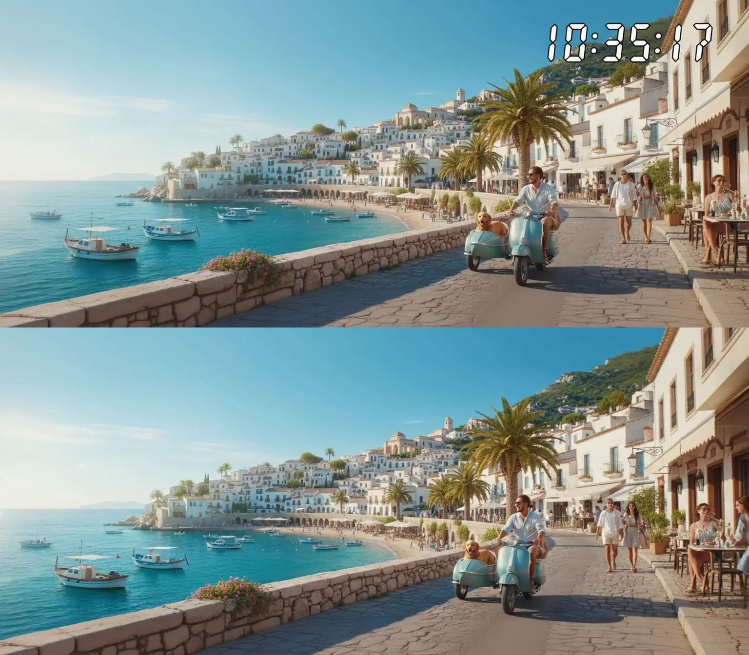 Illustration de la suppression d’un horodatage dans une scène de promenade en bord de mer